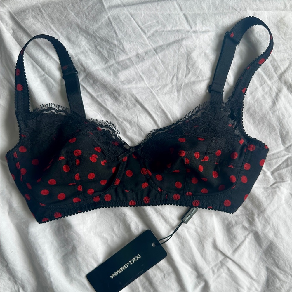 Dolce & Gabbana Black and Red Balconette Bra